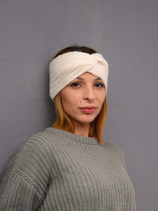 Frauen Stirnband mit Rippstrick in Beige Farbe