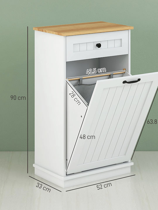HomCom Floor Bathroom Shelf Wooden White