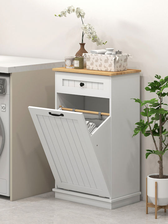 HomCom Floor Bathroom Shelf Wooden White