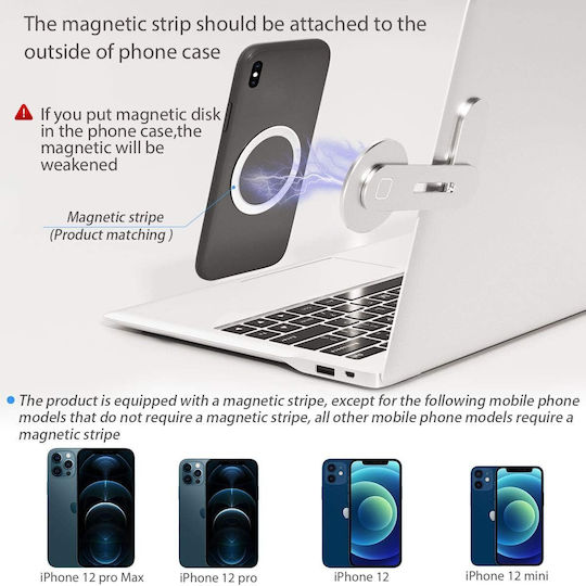 Magnetic Desk Stand for Mobile in Silver color
