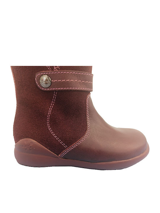 Anatomical Leather Kids Boots with Zipper Burgundy