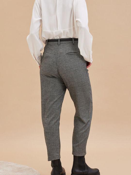 Damen Hoch tailliert Stoff Hose Gray