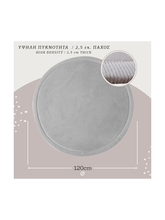 Hakuna Matte Παιδικό Χαλί Γκρι Στρογγυλό με Διάμετρο 120cm Πάχους 25mm