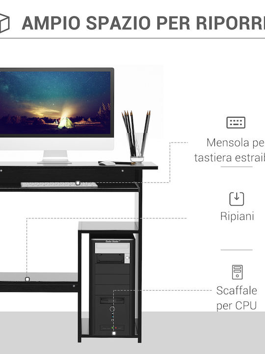 Birou De Calculatoare Din Lemn Negru Cu Picioare Metalice 80x45x75cm
