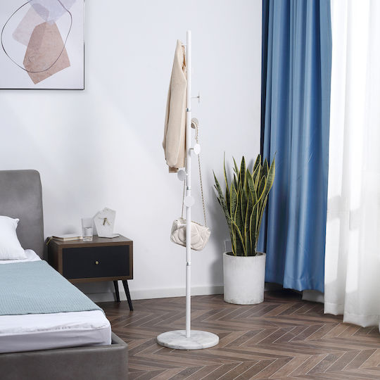 HomCom Metallic Coat Rack White 35x35x170cm