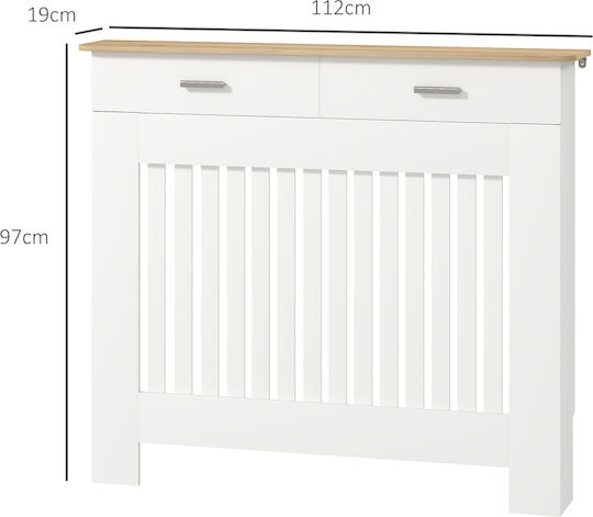 HomCom Radiator Cover From MDF White 112x19x97cm