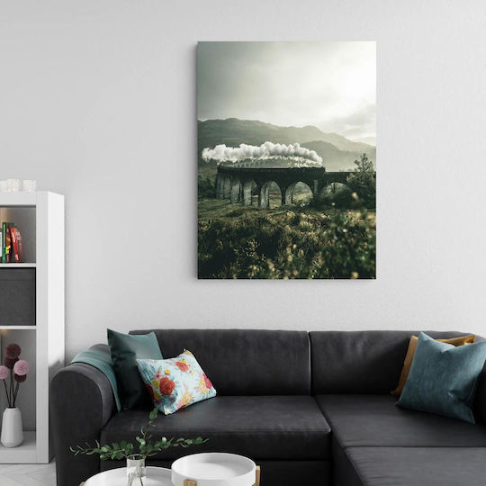 Train On A Viaduct In Misty Landscape Painting 100x150