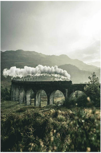Train On A Viaduct In Misty Landscape Painting 100x150