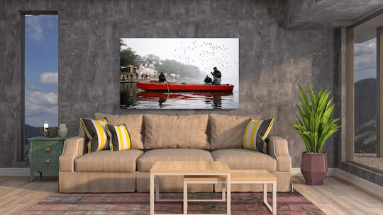 Painting Boat On Misty River 150x100