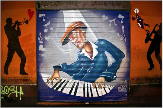 Straßenkunst Jazzmusiker Gemälde 100x70