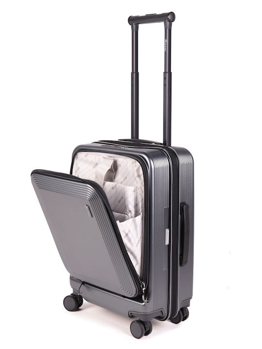 Estil Hard Grey Cabin Travel Suitcase With 4 Wheels Height 55cm