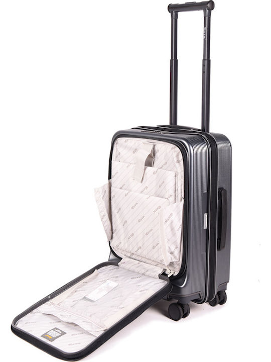 Estil Hard Grey Cabin Travel Suitcase With 4 Wheels Height 55cm