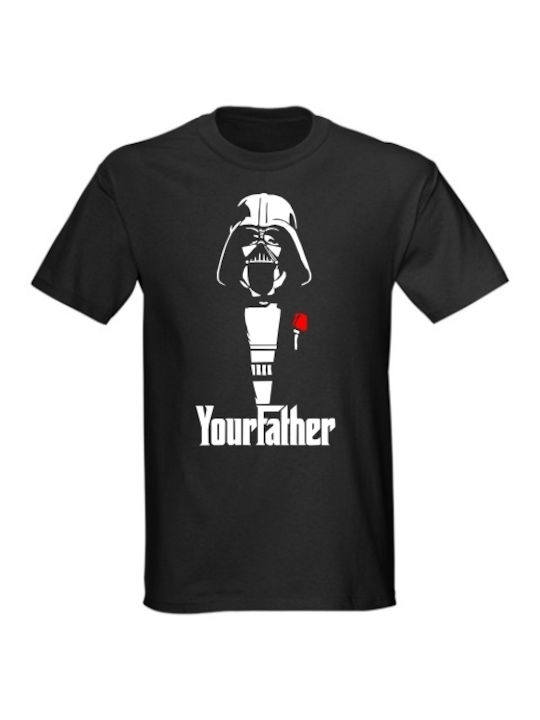 Darth Vader Godfather T-shirt Star Wars Black Cotton