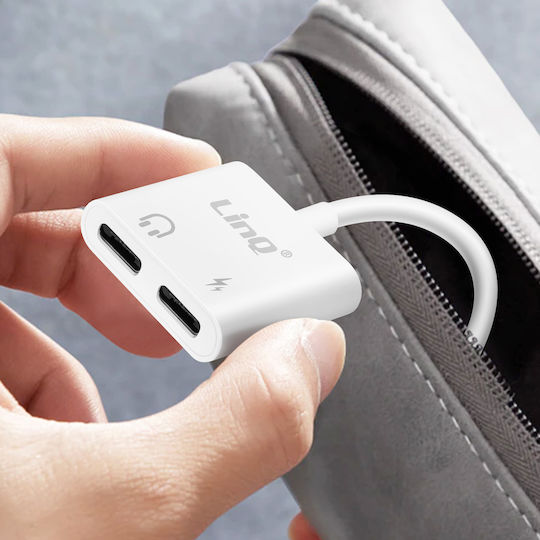 Linq USB C auf 2x USB C Audio Schnelllade-Power-Delivery-Adapter Weiß