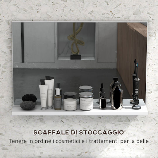 Kleankin Rectangular Bathroom Mirror made of Particle Board with Shelf 60x12cm White