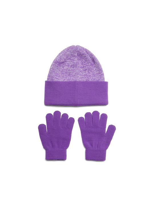 Under Armour Kids Beanie Set with Gloves Knitted Purple