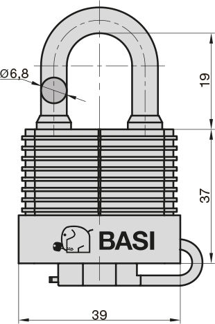 Basi Vhs615w Ατσάλινο Λουκέτο Πέταλο με Κλειδί 30mm Μαύρο