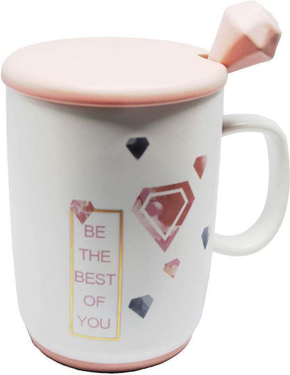 Ceramic Mug Lid Pufo Best You Spoon Coffee Tea 350 Ml Ceramic Mug Lid Pufo Best You Spoon Coffee Tea 350 Ml
