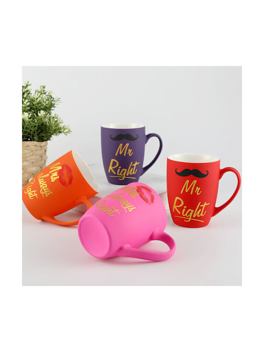 Pufo Mr Right Ceramic Mug Coffee Tea 360 Ml Purple