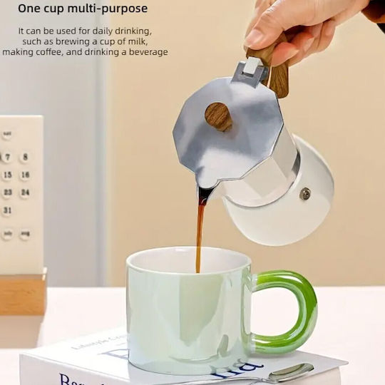 Glänzende Keramiktasse Pufo Tee Kaffee 250 ml Grünes