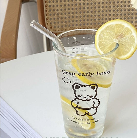 Pufo Bear Transparente Glas Tasse Kaffee Mit Deckel 450 Ml