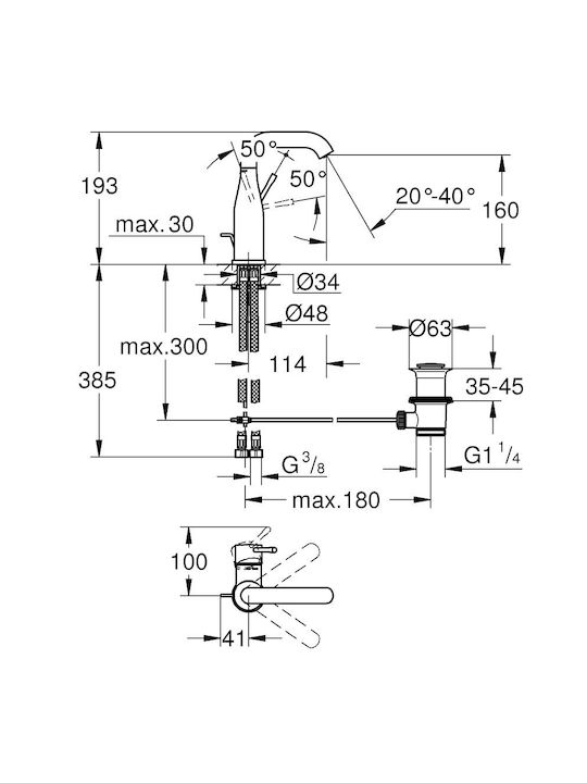 Grohe Essence Mixing Sink Faucet Gray 24173A01