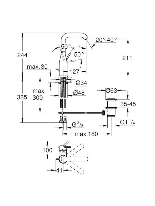 Grohe Essence Mixing Tall Sink Faucet 24174GN1