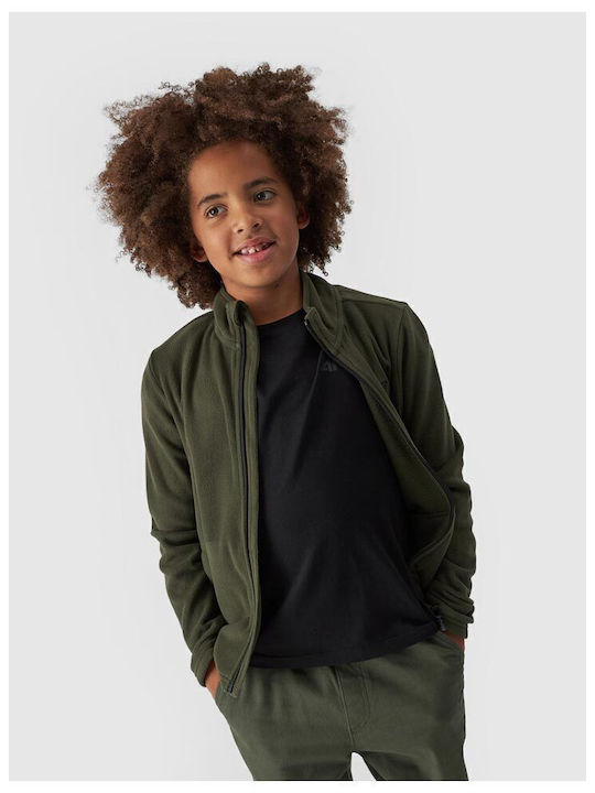 Athletic Kids Cardigan Fleece Khaki
