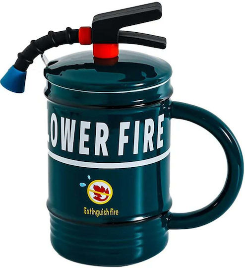 Ceramic Mug Lid Pufo Stop Fire Spoon Coffee Tea 400 Ml Green
