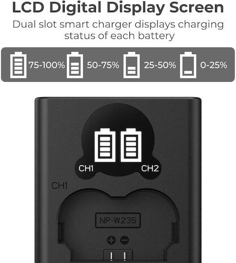 K&F Concept Double Battery Charger Compatible with Fujifilm / Sony