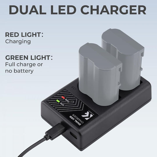 K&F Concept Double Battery Charger Compatible with Nikon