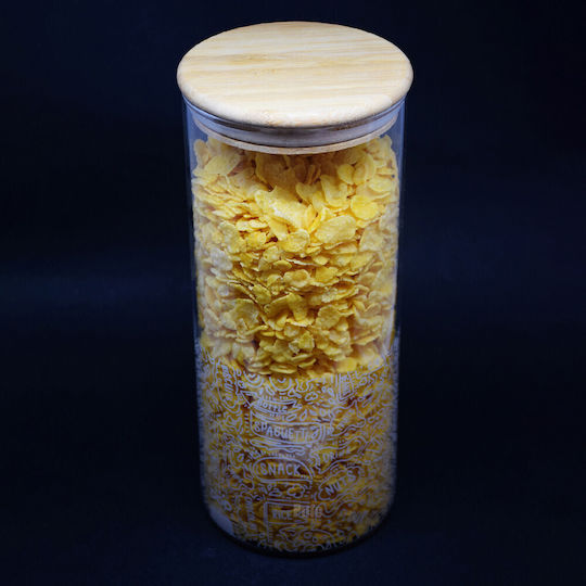 Pufo Taste Borosilicate Glass Container Sugar Coffee Tea Spices Airtight Bamboo Lid 1.4l