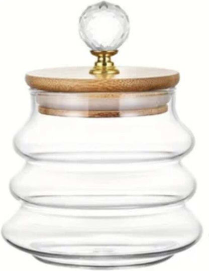 Borosilicate Glass Container Pufo Spicey Sugar Coffee Tea Spices Wooden Lid 400 Ml
