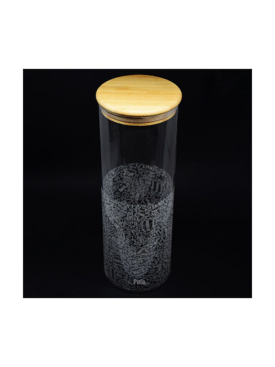 Recipient Borosilicat Sticlă Borcan Zahăr Cafea Ceai Condimente Închis cu Capac de Bambus 1.9 L