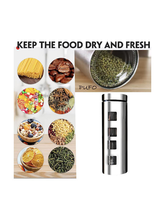 Metallic Pufo Taste Container Sugar Coffee Tea Spices Lid 1.8l