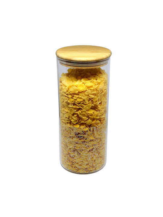 Pufo Taste Borosilicate Glass Container Sugar Coffee Tea Spices Airtight Bamboo Lid 1.4L