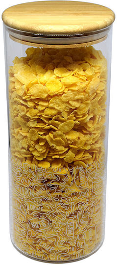 Pufo Taste Borosilicate Glass Container Sugar Coffee Tea Spices Airtight Bamboo Lid 1.4l