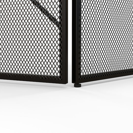 HomCom Metallic Fireplace Screen with Panels 135x85cm Black