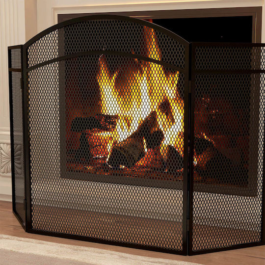 HomCom Μεταλλικό Προστατευτικό Τζακιού 96x60cm Μαύρο