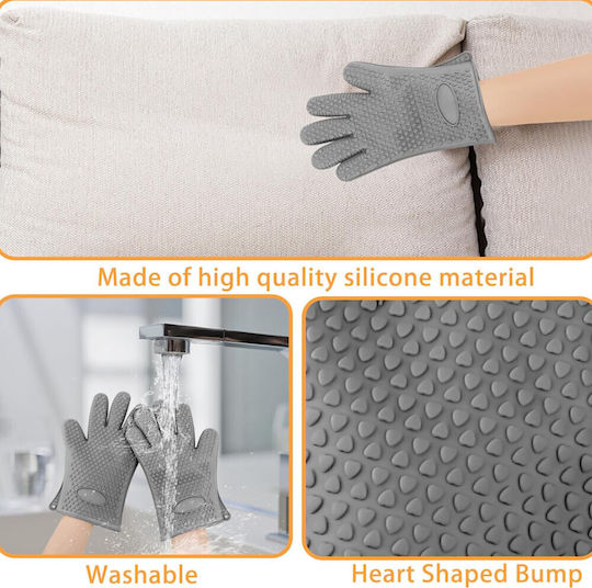 Silicone Cooking Gloves Fingers Pufo Cook Grill Oven 27 Cm Gray