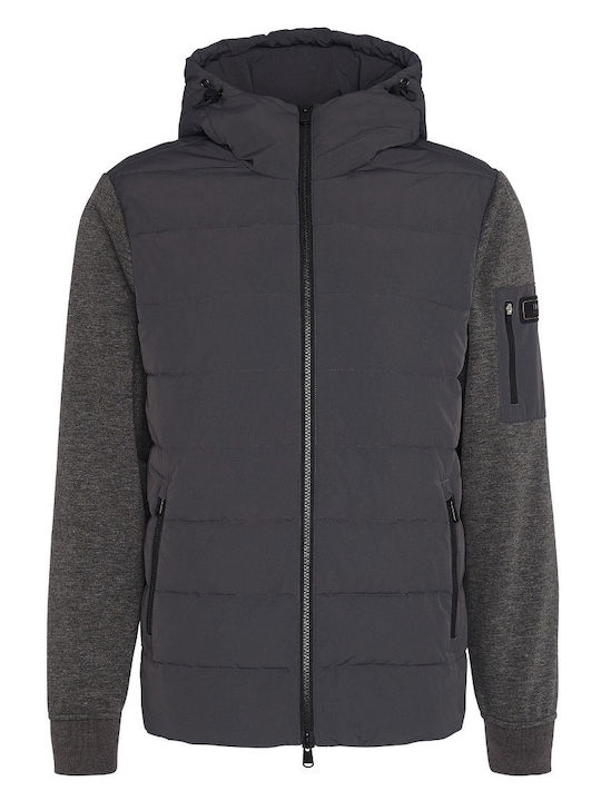 Herren Strickjacke mit Kapuze Charcoal
