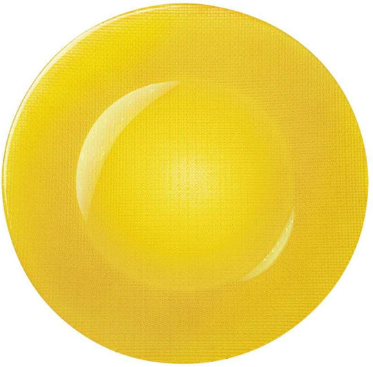Elegant Glass Plate Pufo Luxury Desserts Appetizers 31 Cm Yellow