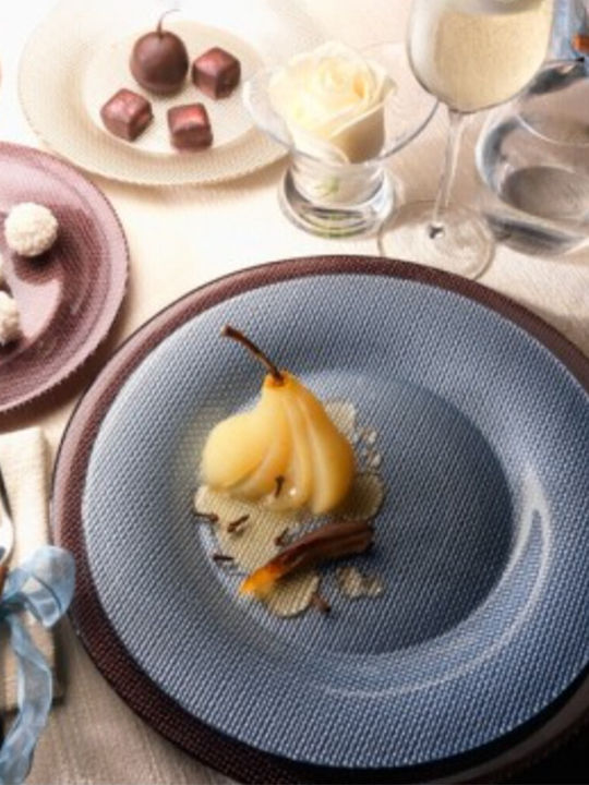 Elegant Glass Plate Pufo Luxury Desserts Appetizers 31 Cm Blue