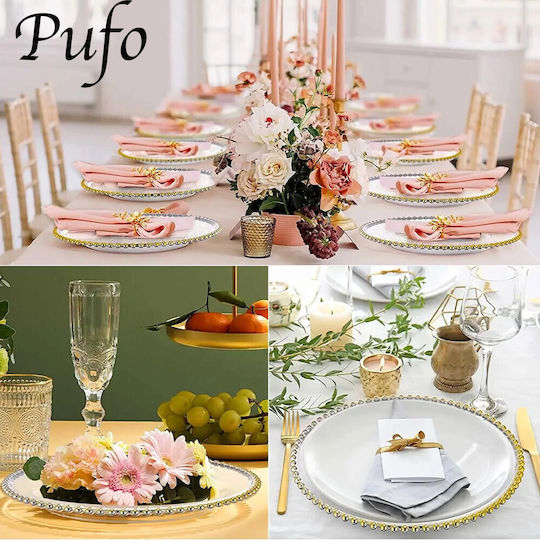 Elegante Große Kunststoffplatte Pufo Sanft Gold Desserts Vorspeisen 31 Cm