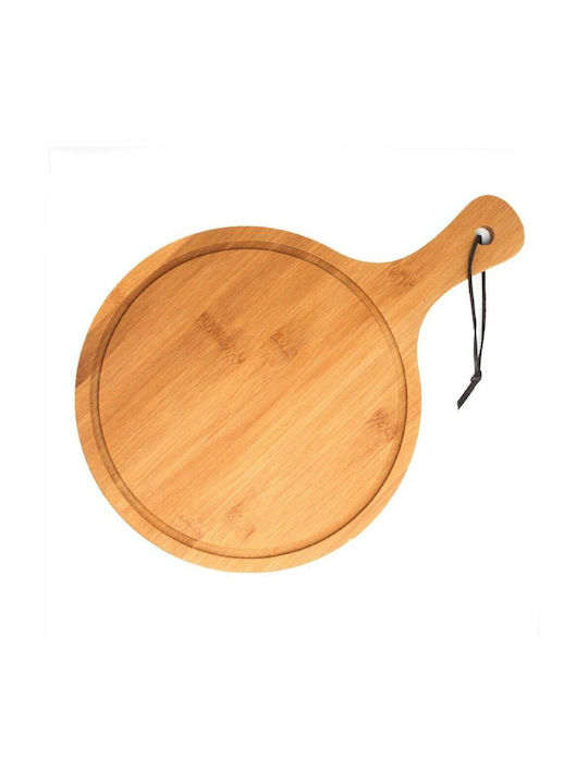 Round Bamboo Wood Serving Platter Handle Food Appetizers Pizza 44 Cm Brown Round Bamboo Wood Serving Platter Handle Food Appetizers Pizza 44 Cm Brown