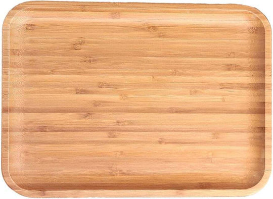 Bamboo Wood Serving Platter Food Appetizers Desserts Pizza 30 X 20 Cm Brown