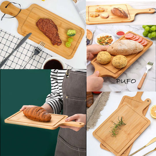 Bambusholz Servierplatte Mit Griff Lebensmittel Vorspeisen Pizza 40 X 16 Cm Braune