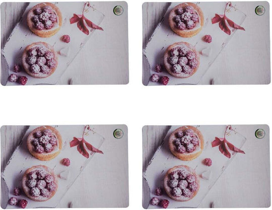Plate Support Set Serving Meals Pufo Sweet Raspberry Design 4 Pieces 44 X 29 Cm Plate Support Set Serving Meals Pufo Sweet Raspberry Design 4 Pieces 44 X 29 Cm