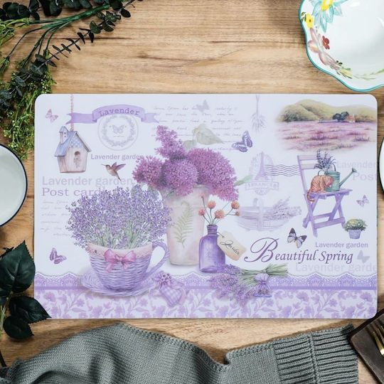 Cup Plate Support Set Serving Meals Pufo Beautiful Lavender Design 6 Stücke
