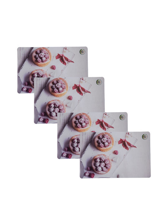 Plate Support Set Serving Meals Pufo Sweet Raspberry Design 4 Pieces 44 X 29 Cm